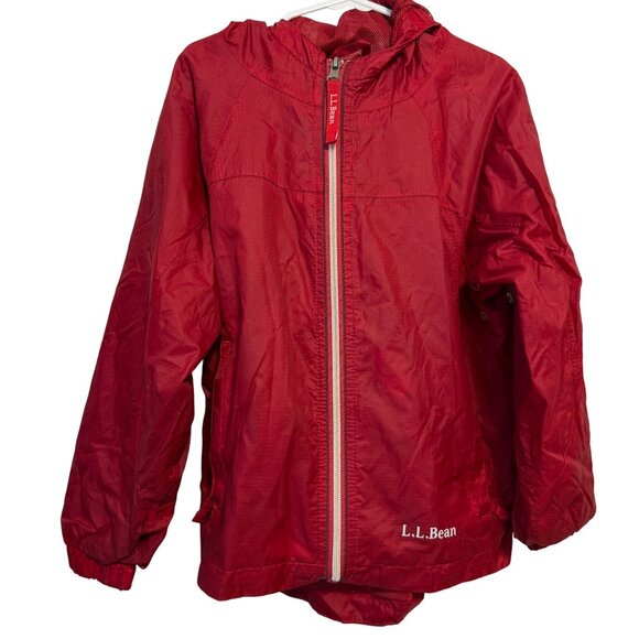 Vintage L.L.Bean Kids Red Nylon Windbreaker Jacket Size 5-6 - Picture 1 of 8